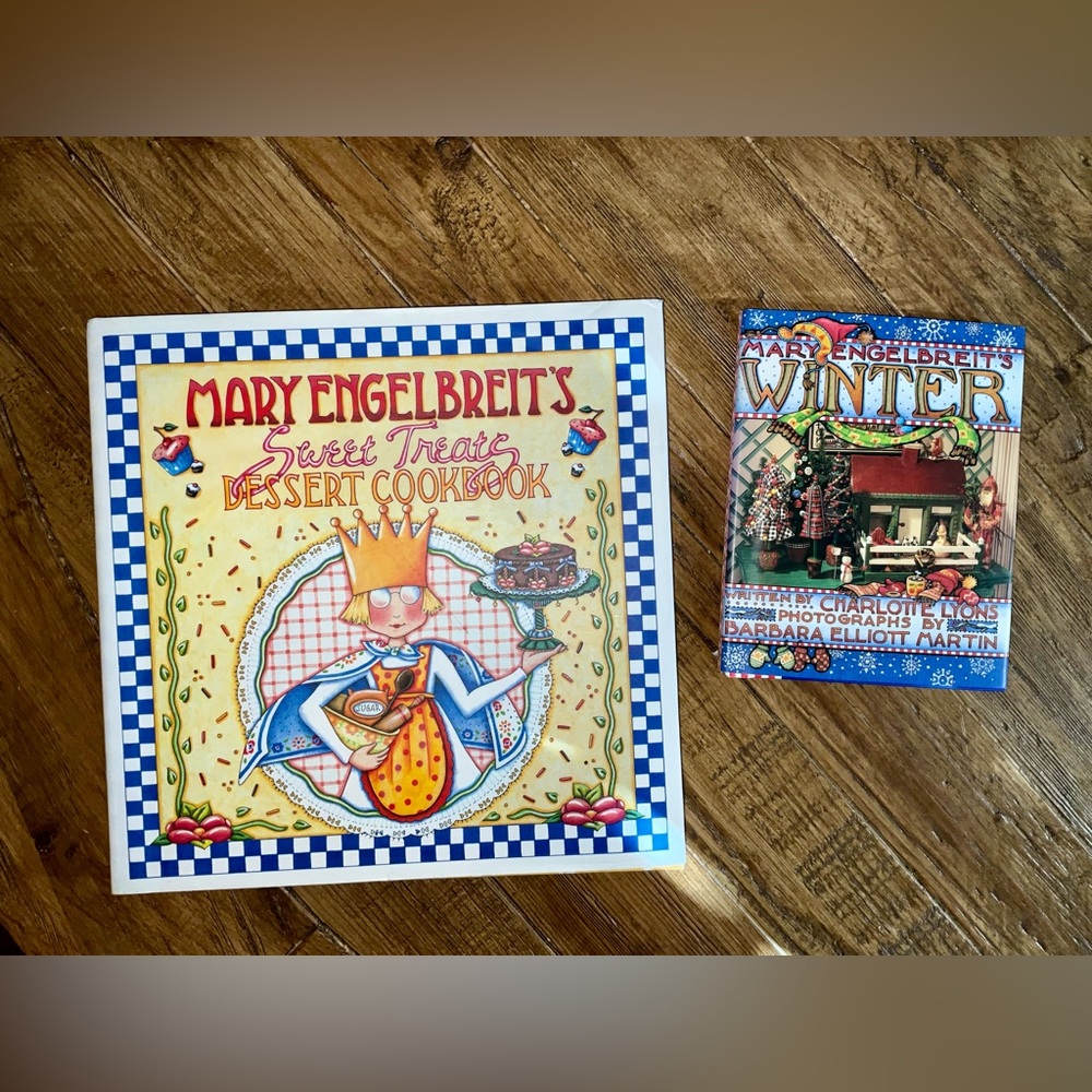 Mary Engelbreit books (2) - Sweet Treats Desserts Cookbook and Winter Craft Book